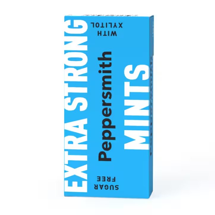 Peppersmith Pastillas mentoladas Extra Fuertes 100% Xilitol - 15g