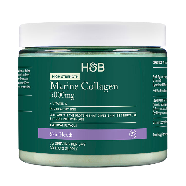 Holland & Barrett Colágeno Marino 5000mg Alta Resistencia en Polvo Sabor Tropical - 210g