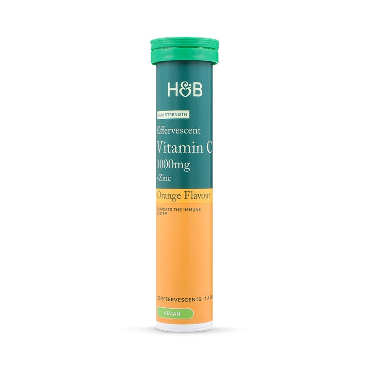 Holland & Barrett Vitamina C 1000mg y Zinc de Alta Resistencia Sabor a Naranja - 20 Comprimidos Efervescentes