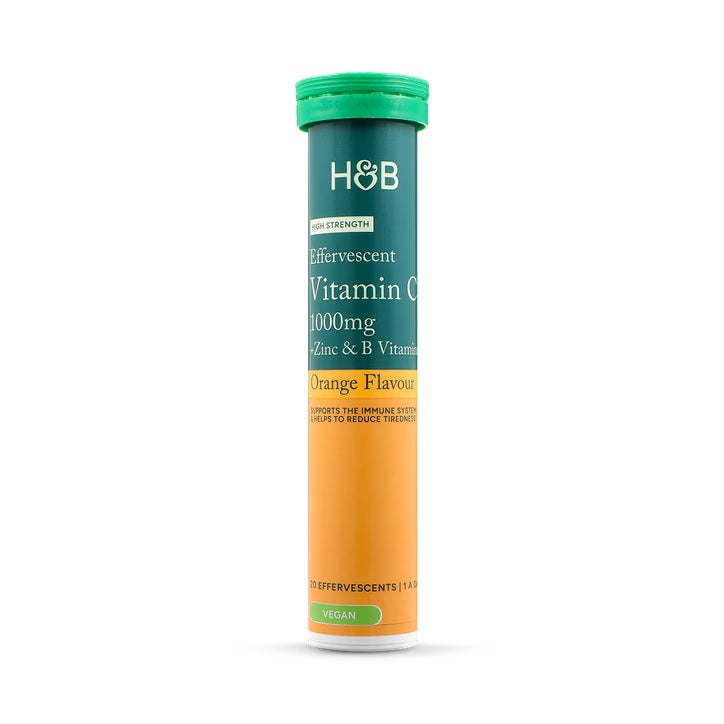 Holland & Barrett Vitamina C 1000mg, Vitamina B y Zinc Alta Resistencia Sabor Naranja - 20 Comprimidos Efervescentes