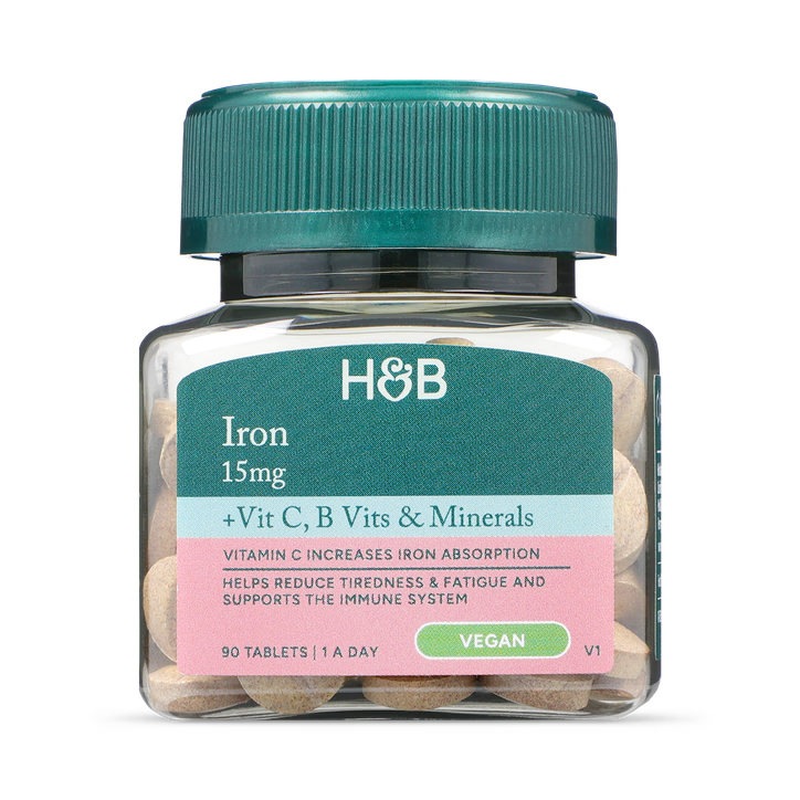 Holland & Barrett Hierro 15mg + Vitamina C, Vitamina B y Minerales - 90 Comprimidos