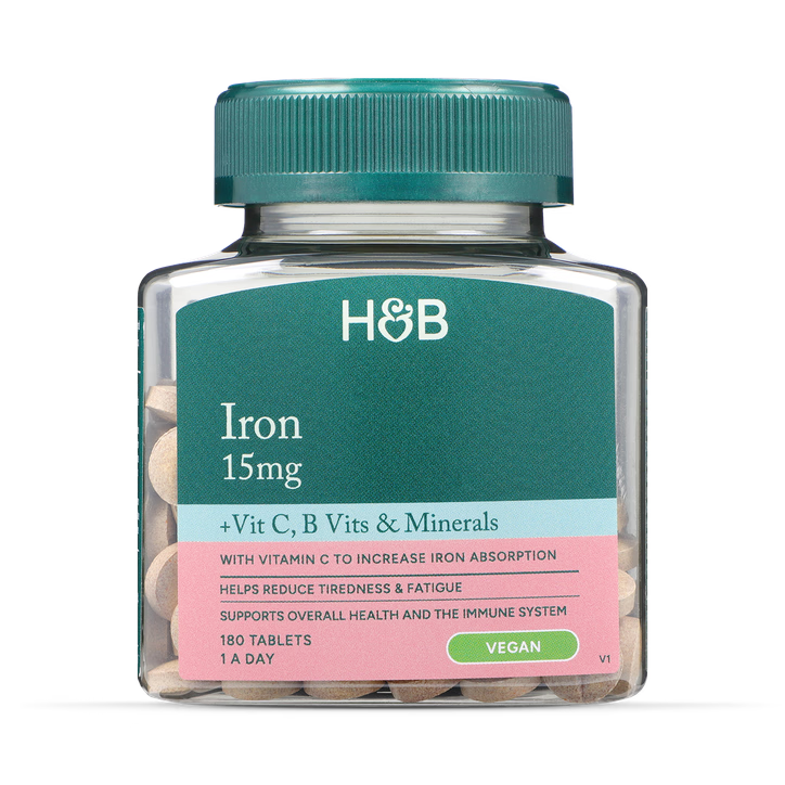 Holland & Barrett Hierro 15mg + Vitamina C, B y Minerales - 180 Comprimidos