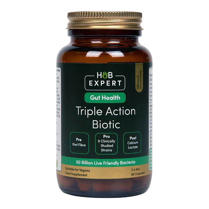 Triple Action Biotic (50 mil millones) De Bacterias Vivas Beneficiosas - 60 Capsulas