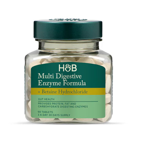 Holland & Barrett Fórmula Multienzimas Digestivas + Hidrocloruro de Betaína - 90 Comprimidos