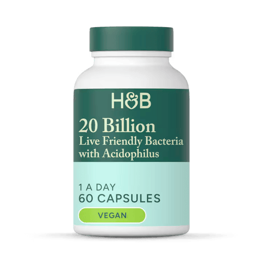 Holland & Barrett Bacterias Vivas Beneficiosas con Acidophilus 20 mil millones - 60 Cápsulas
