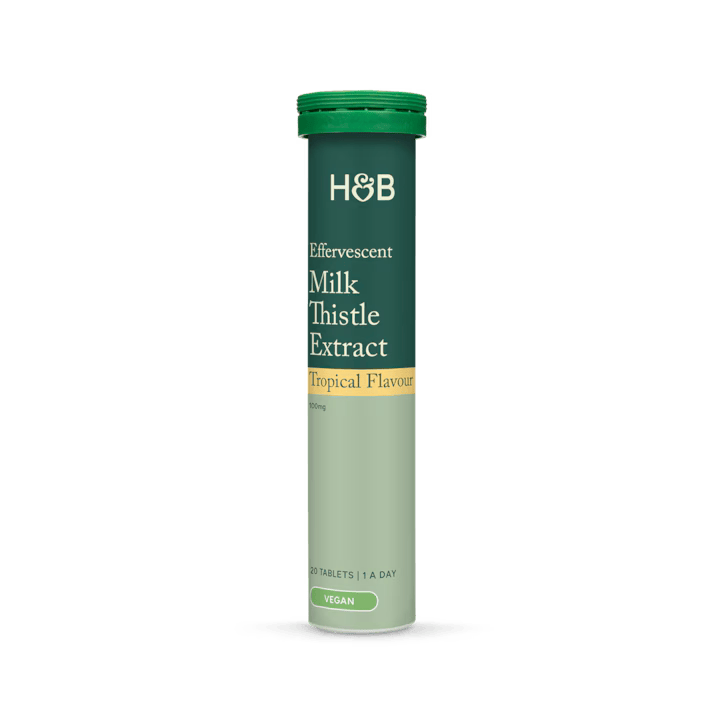 Holland & Barrett Extracto de Cardo Mariano Efervescente 100mg Sabor Tropical - 20 Comprimidos