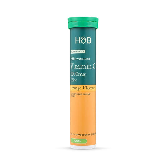 Holland & Barrett Vitamina C 1000mg y Zinc de Alta Resistencia Sabor a Naranja - 20 Comprimidos Efervescentes