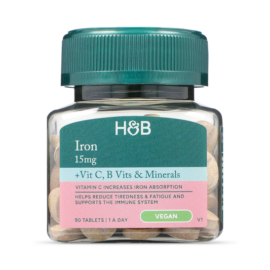 Holland & Barrett Hierro 15mg + Vitamina C, Vitamina B y Minerales - 90 Comprimidos