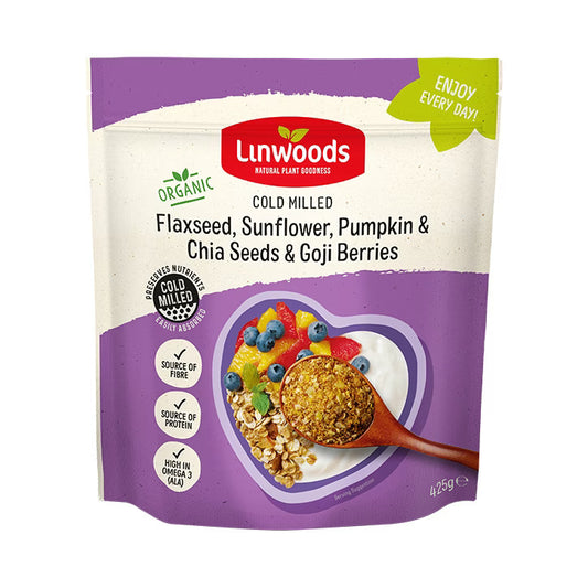 Linwoods Semillas de Lino Molidas, Girasol, Calabaza, Chía y Bayas de Goji - 425g