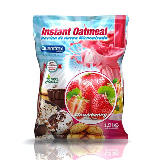 Quantrax Instant Oatmeal Harina de Avena Micronizada Sabor Fresa - 1,2Kg